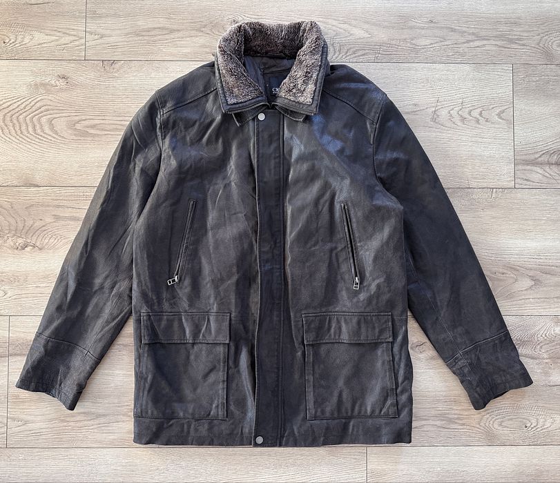 Geaca Piele Naturala CKN SCANDINAVIA Guler Blana Barbati | Marime XXL