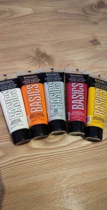 Set 5 tuburi vopsea acrilică Liquitex Basics (culori esențiale!)