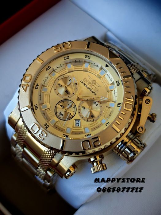 INVICTA Chrono Full metal Gold 52 mm, Инвикта нов ръчен часовник