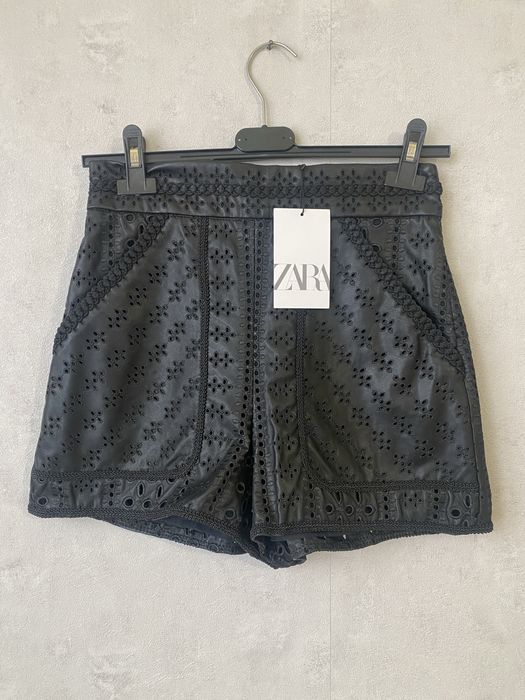Zara панталон къс еко кожа