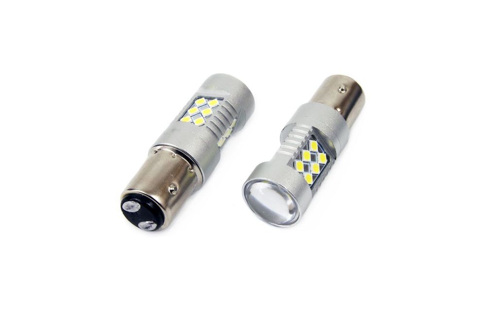 Set 2 becuri auto cu LED Amio 12-24V, BA15D P21W-5W, 24 SMD 3030