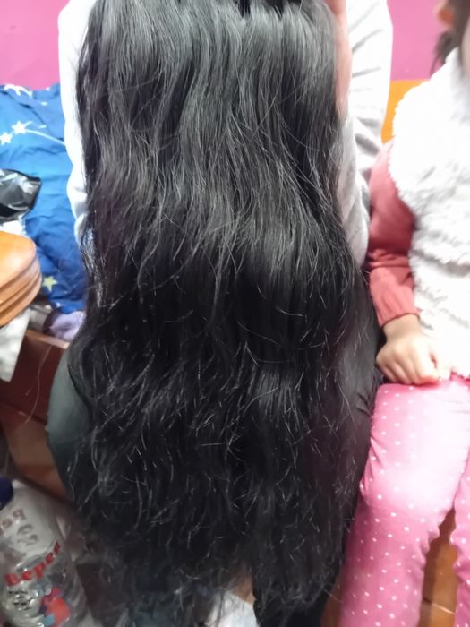 Коса на ред тъмно кестенява 46 см