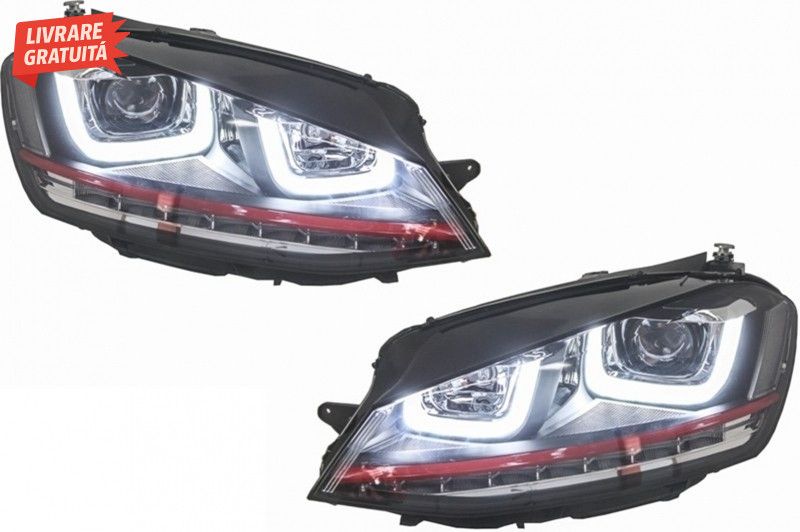 Ansamblu Faruri 3D Semnal Dinamic LED cu Grila VW Golf 7 VII (2012-201