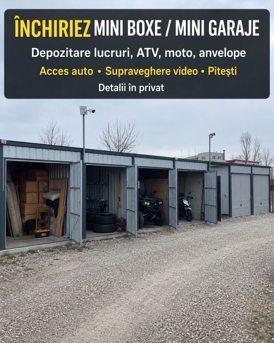 Închiriez boxă depozitare / mini garaj Pitești – ATV, moto, anvelope