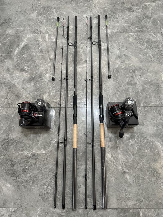 SET 2 Lansete Feeder Robinhan Dexter 3.90 XH 180g + 2 Mulinete Robinhan River Monster 5000LA