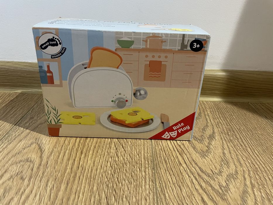 Нова детска играчка дървен комплект за закуска с тостер