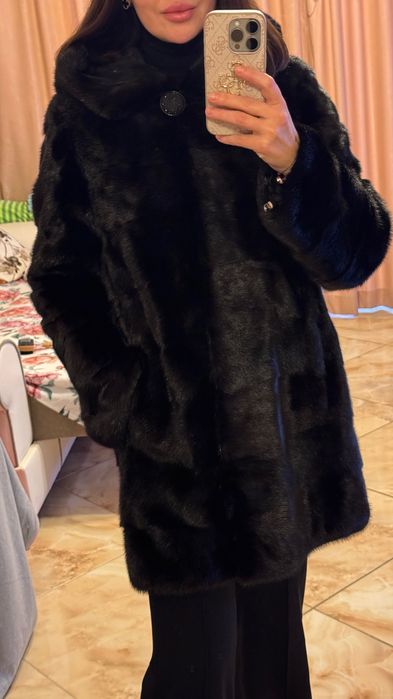 #144 Палто от норка.Визон. Естествена кожа с косъм.