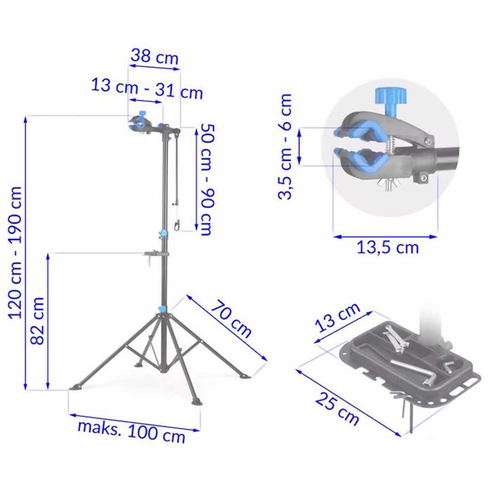 Работен стенд за сервизиране на велосипед MARTAR, 107-188см, До 35кг.