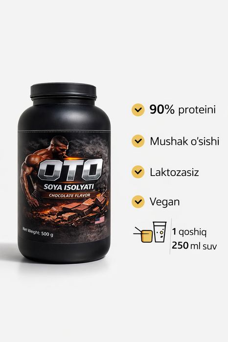 Soya isolyati 90% protein. Shokolad tamli