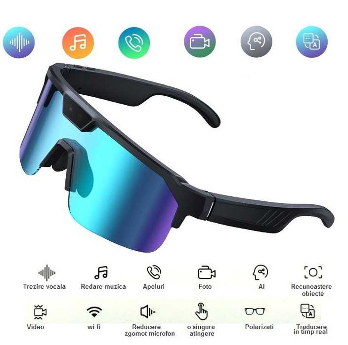 Ochelari ciclism cu AI video traducere apeluri muzica