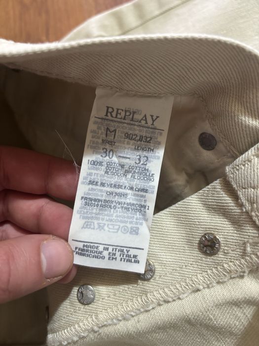 Blugi Replay crem barbati W30 regular fit noi cu eticheta