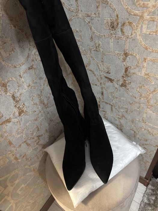 Замшевые сапоги ботфорты