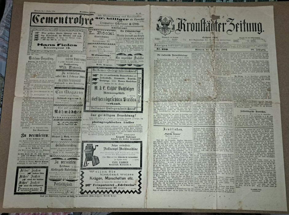 Ziar vechi Brasov 1904 Kronstadter Zeitung