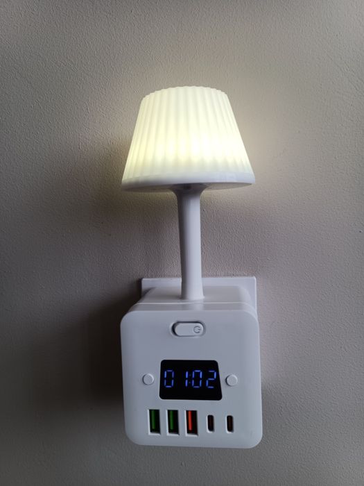 Контакт разклонител 3 AC + 3 USB + Type-C с LED нощна лампа