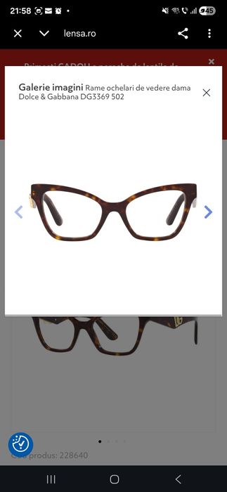 Vând rama ochelari dama Dolce gabbana