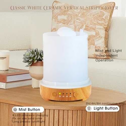 Нов Керамичен арома дифузер 200 мл LED, ултразвуков овлажнител за стая