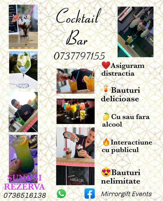 COCKTAIL & Frappe Bar  mobil și TORT SHOT pentru evenimente perfecte