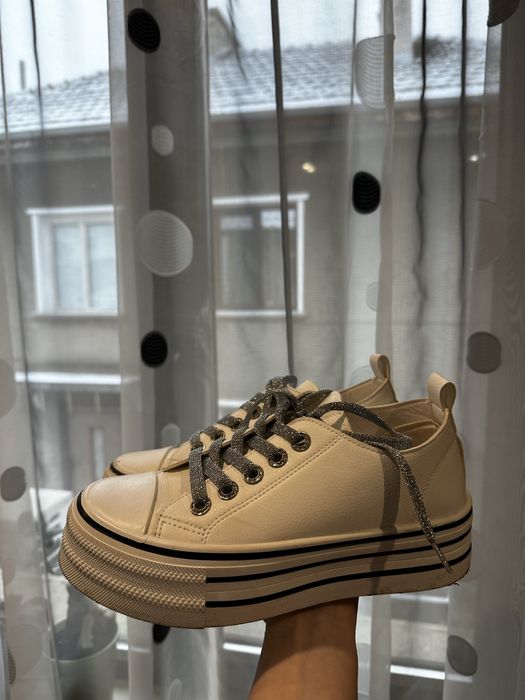 Дамски бели кецове на платформа, 38 номер