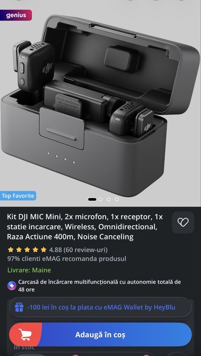 Kit complet dji mic mini receptor + 2 microfoane + toate accesoriile