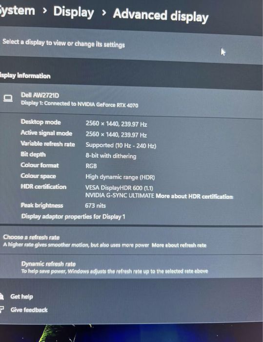 Monitor AlienWare 2K 240Hz