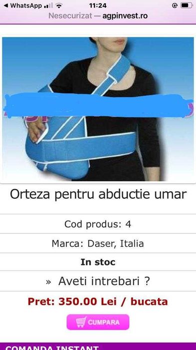 orteza abductie, cadru, carje cu amortizor