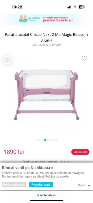 Pătuț Chicco Next Me, impecabil!!!