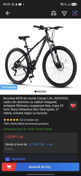 Bicicleta MTB Carpat Life cumparata recent și folosită 2 zile(în garanție)