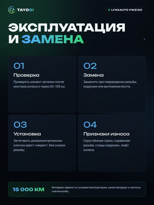 Болт колесный LYNXAUTO FW3120