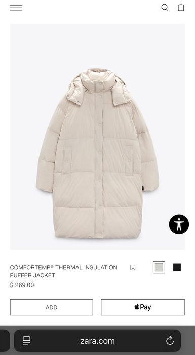 Zara. COMFORTEMP® Утепленная женская куртка пуффер из США размер М 42