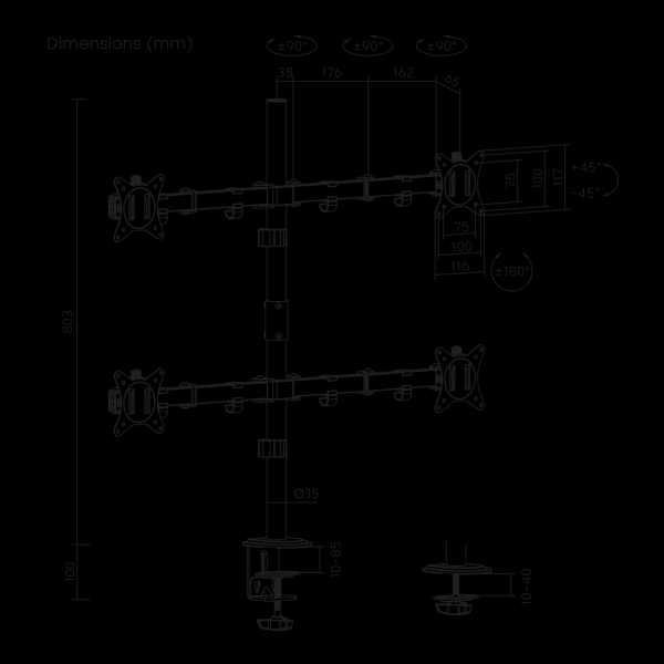 ЧИСТО НОВА Стойка за 4 монитора, SBOX LCD-352-4