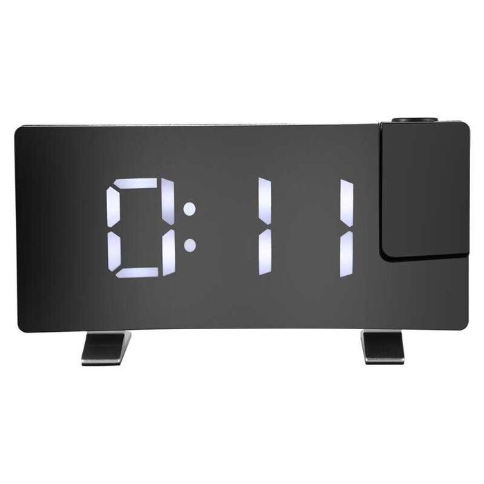 Прожекционен часовник LED извит екран, FM радио будилник