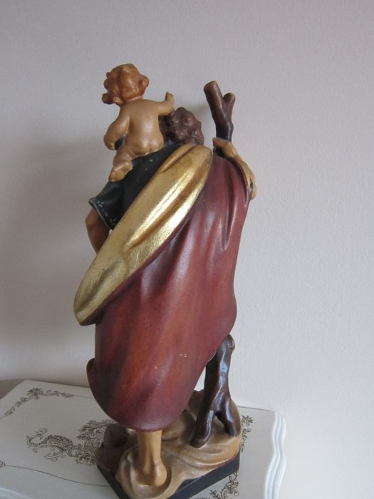 cadou rar Sfantul Cristofor purtator de Hristos lemn 1970 Germania