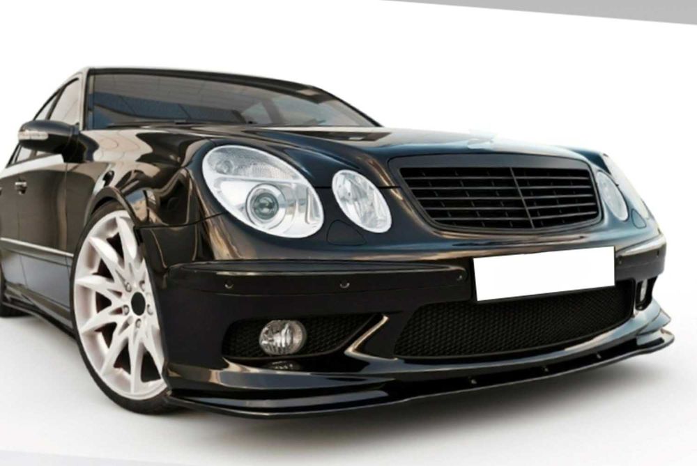 Преден лип спойлер за мерцедес в211 амг е класа / mercedes w211 amg e class lip spoiler / добавка за предна броня / нож