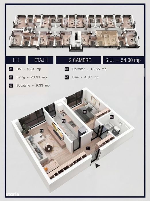 2 camere la alb | Personalizare finisaje | AC inclus