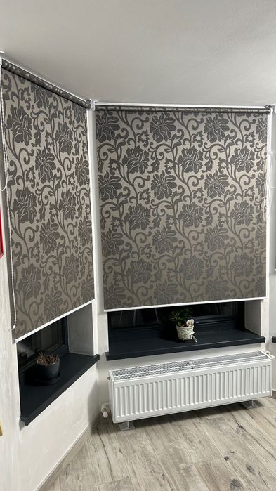 Jaluzele rulou gri cu model zi/ noapte