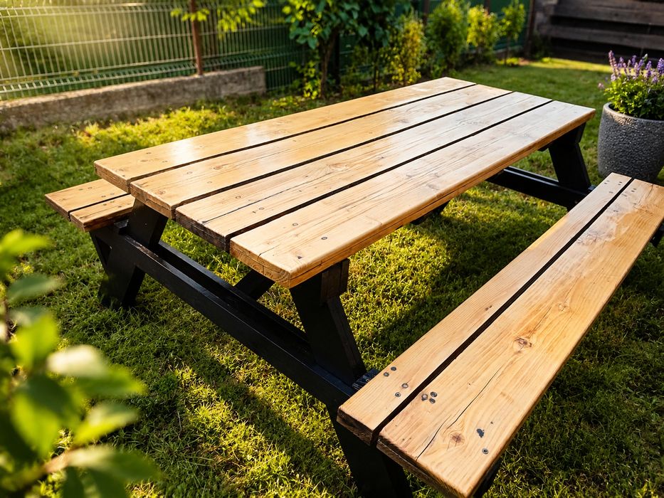 Iluminat și mobilier grădină, unicat, handmade, din lemn masiv