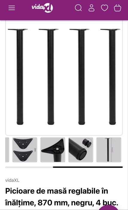 Picioare de masa inaltime reglabila vidaxl 870mm 4 bucati
