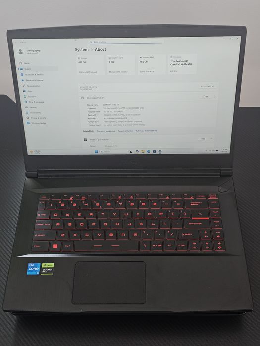 Laptop Gaming MSI i5 12450H | RTX 4060 8GB | 16GB RAM | 512GB SSD