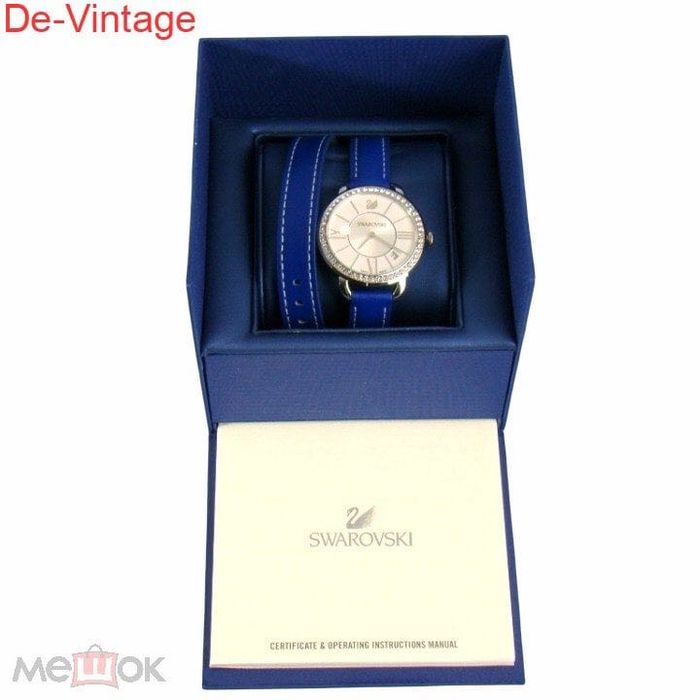 Часы SWAROVSKI из стали с кожаными ремешком оригинал