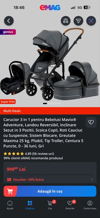 Carucior copii mavio 3 în 1