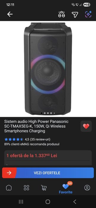 Boxă  Panasonic model SC-TMAX5EG-K 150W