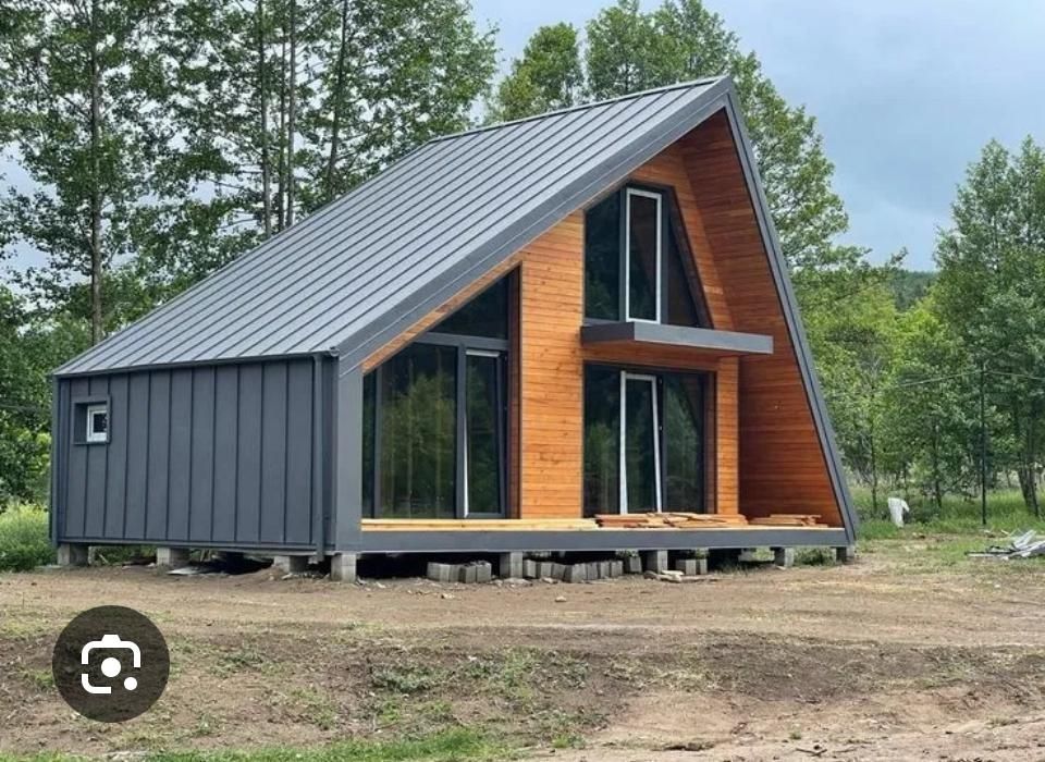 Vand casa modulara  cabana tip A frame din lemn uscat și tratat