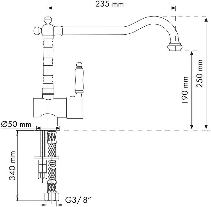 Baterie de bucătărie Plados MIXOLD "Old Fashion" culoare alb