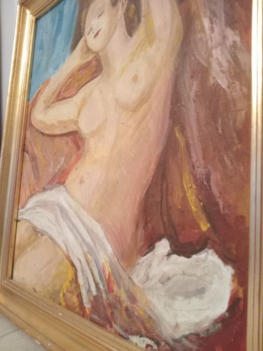 Tablou Nud Feminin – Ulei pe pânză cu ramă, 60x70 cm (Stil Impresionist)
Descriere