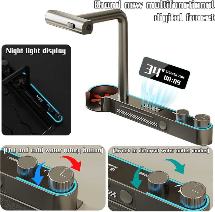 Луксозна мултифункционална кухненска мивка с двоен водопад