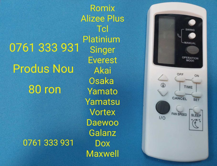 Telecomanda Aer Conditionat Zephir Zanussi York Gree Electrolux Midea Beko Heinner StarLight WhiteWestinghouse Samsung Lg Chigo Nordstar Everest Akai