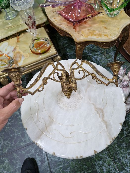 Рядък уникален антикварен френски бронзов свещник за пиано