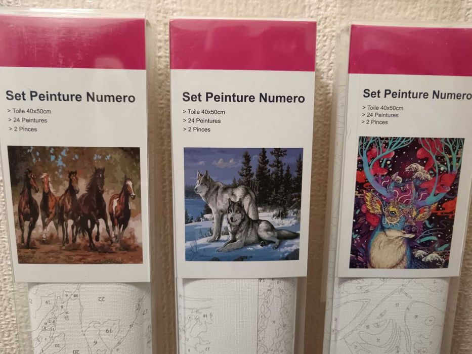 Книги и Комплекти платна с бои и четки - рисуване по номера.Бои,моливи