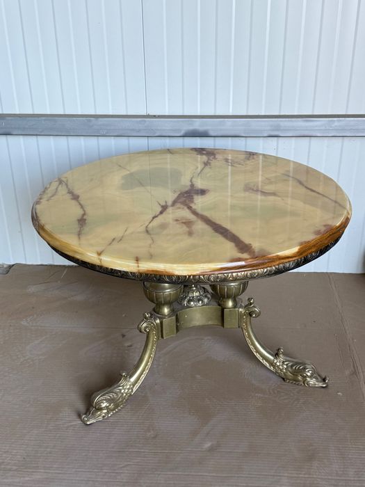 Masa vintage bronz si onyx