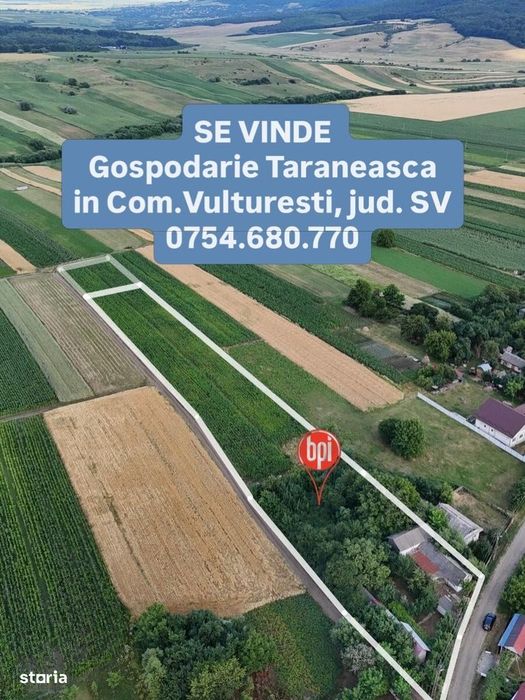SE VINDE Gospodarie taraneasca,  Valea Glodului (Vulturesti), jud. SV